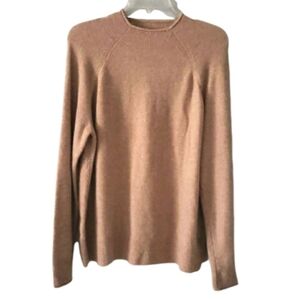 J.Crew Re-Imagined Ribbed Mock Neck Sweater Tan Wool Alpaca Blend Lightweight
